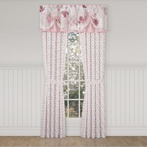 Pink and White floral Curtain Accents- curtains only no valance